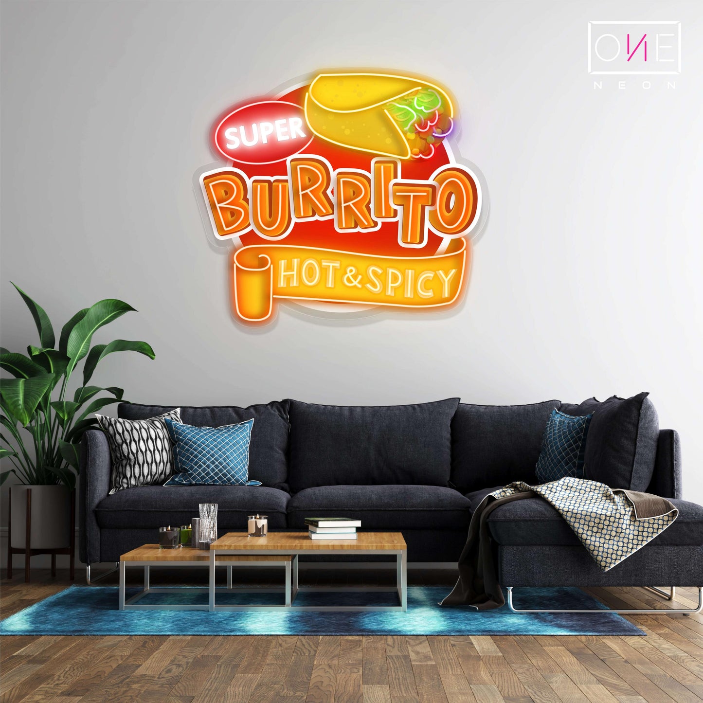 Enseigne néon LED Super Burrito Hot Spicy Artwork