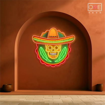 Enseigne néon LED Tête de mort Calavera