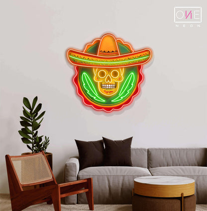 Enseigne néon LED Tête de mort Calavera