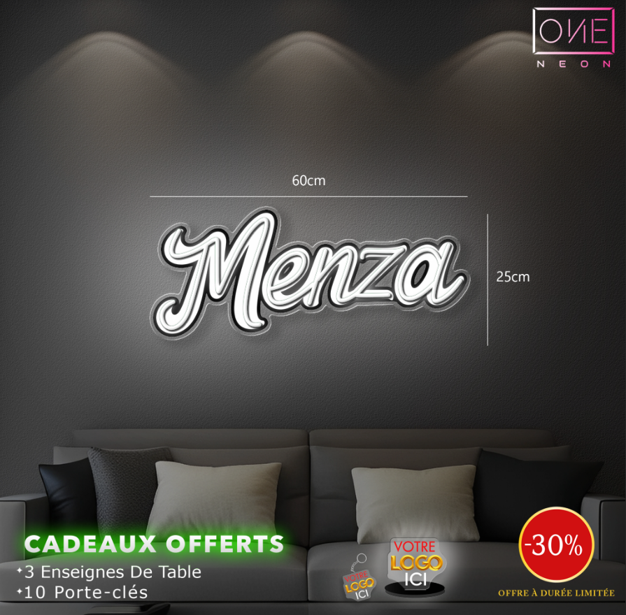 La Menza | 4 Enseignes LED Néon + 2 Enseignes Drapeaux Étanches