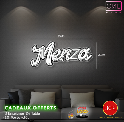 La Menza | 4 Enseignes LED Néon + 2 Enseignes Drapeaux Étanches