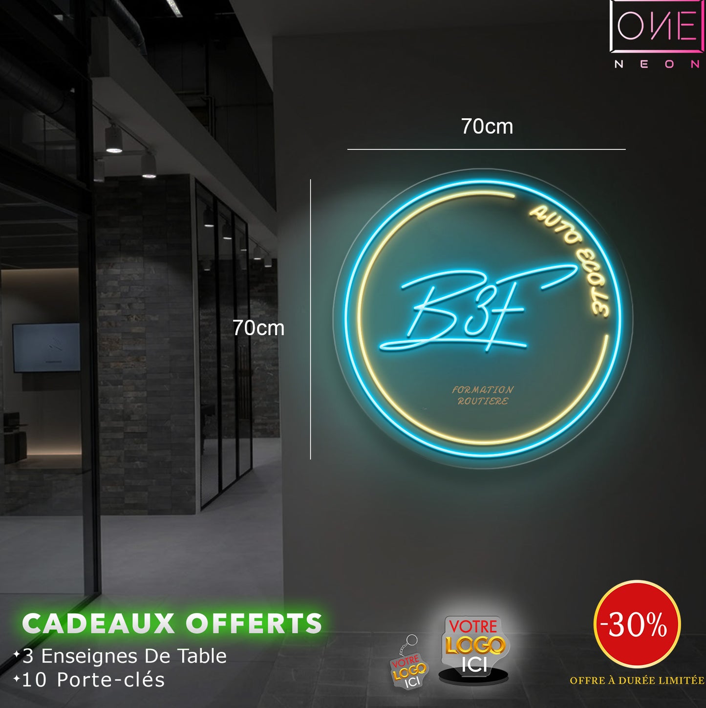 B3F Autoecole | Enseigne LED Néon