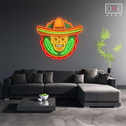 Enseigne néon LED Tête de mort Calavera