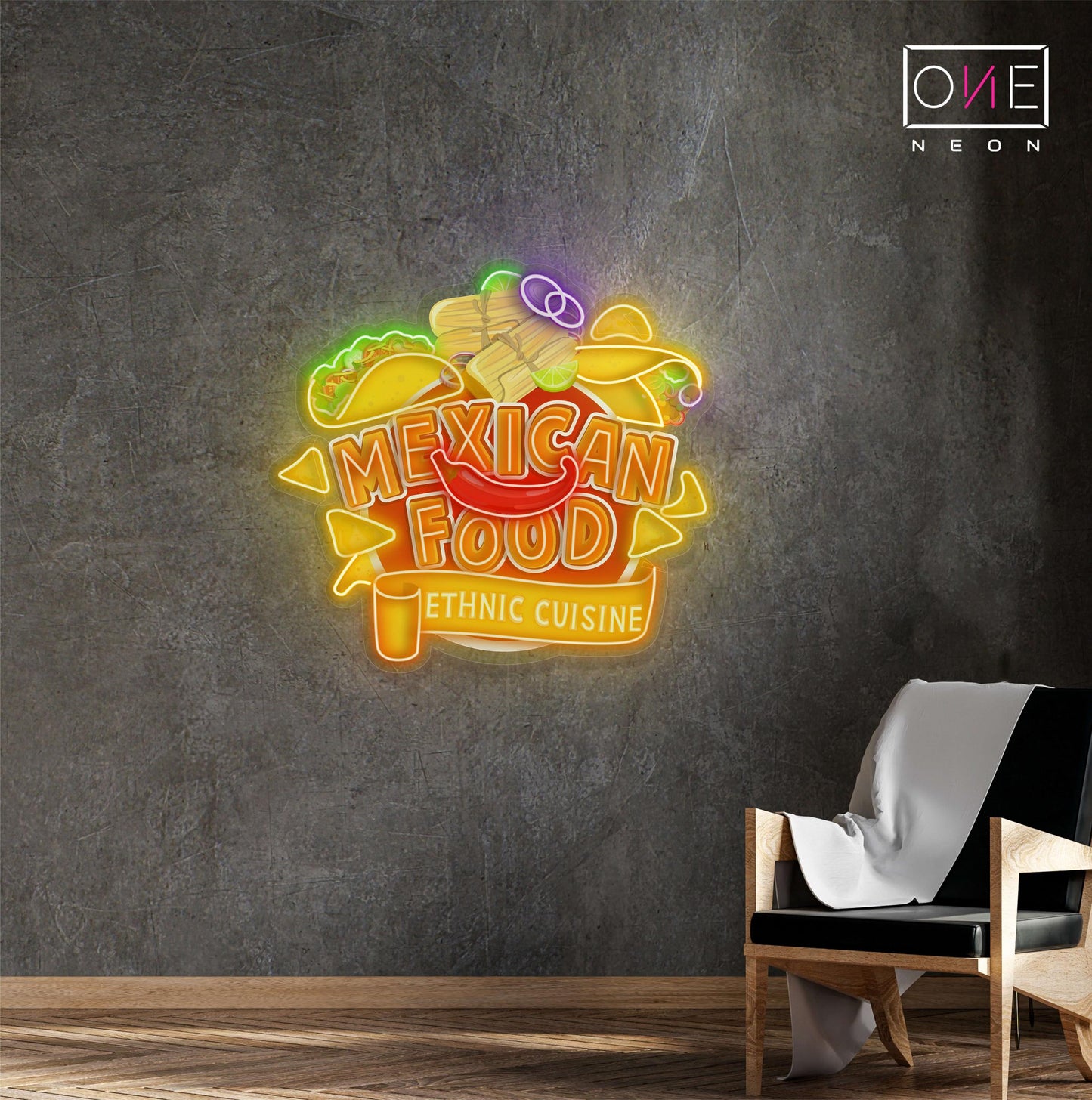 Enseigne lumineuse LED néon Œuvre d'art cuisine mexicaine