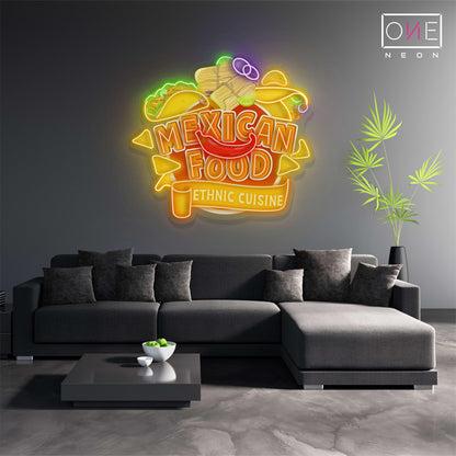 Enseigne lumineuse LED néon Œuvre d'art cuisine mexicaine