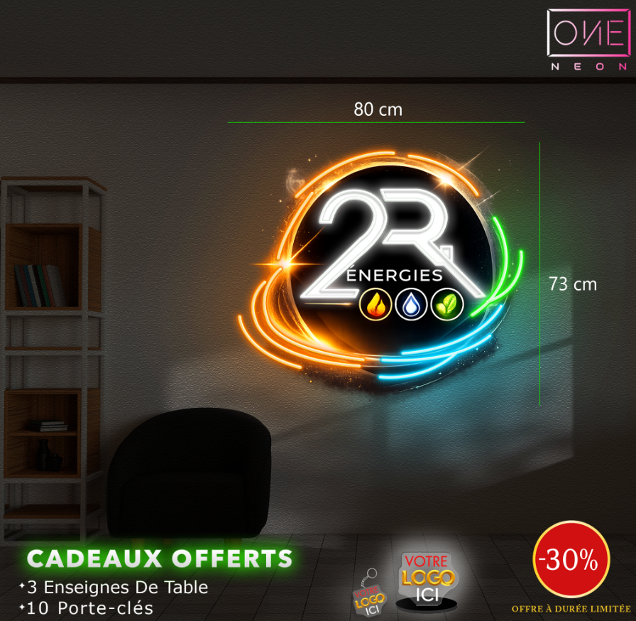 2R Énergies | 2 Enseignes LED Néon Étanches et 2 Enseignes LED Néon Non Étanches
