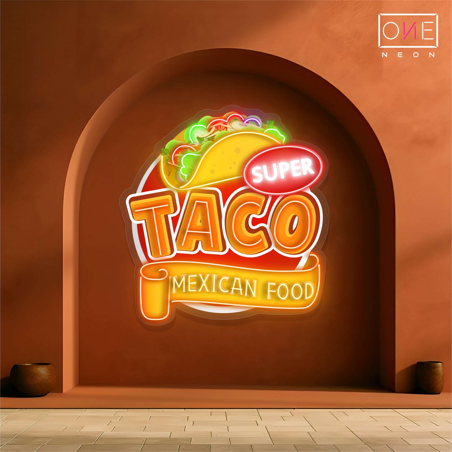 Enseigne néon LED Super Taco Mexican Food Artwork