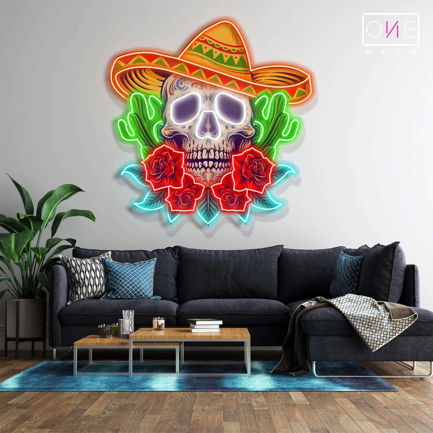 Enseigne néon LED Calavera Crâne Sucre
